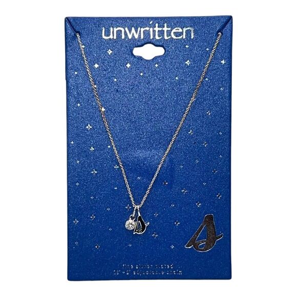 Unwritten Initial Cubic Zirconia Pendant "S" Necklace Lowercase Silver Plate New - Picture 1 of 2